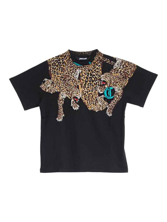 25SS 저스트까발리 반팔 티셔츠 78OAHA10CJ718899 Black