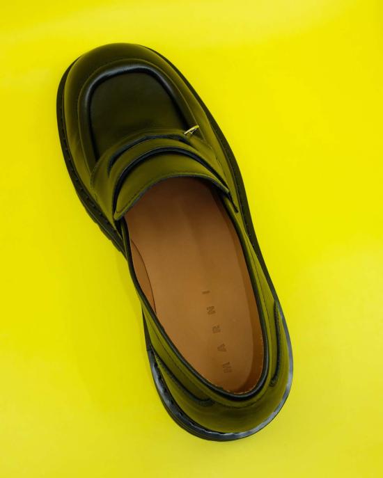  마르니 부츠 가죽 피어싱 모카신 블랙 - MARNI