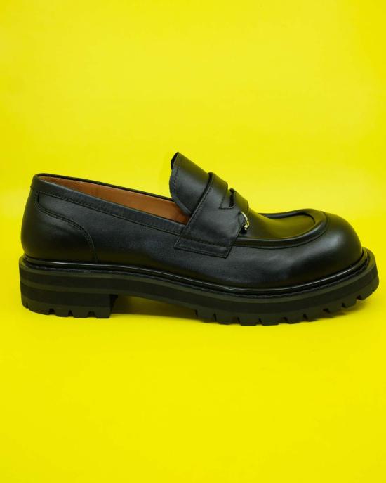  마르니 부츠 가죽 피어싱 모카신 블랙 - MARNI