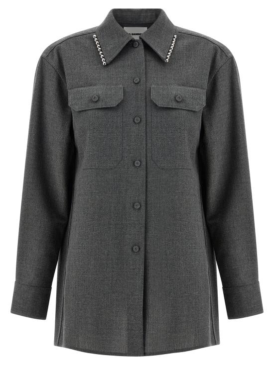 25FW 질샌더 블라우스 J03DL0210J41557030 Gray