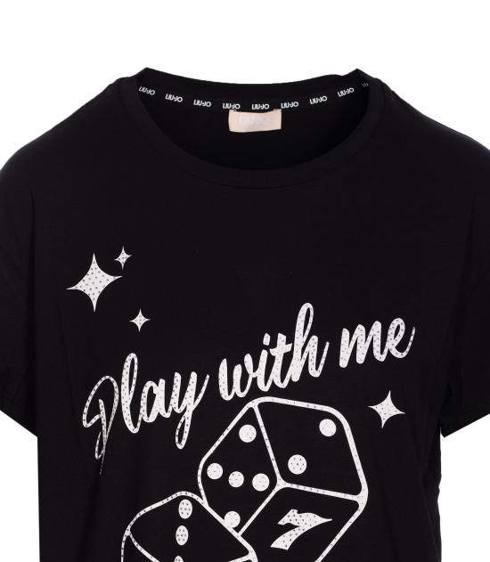 25FW 리우조 반팔 티셔츠 TF5281JS923 U9397 Black - LIU JO