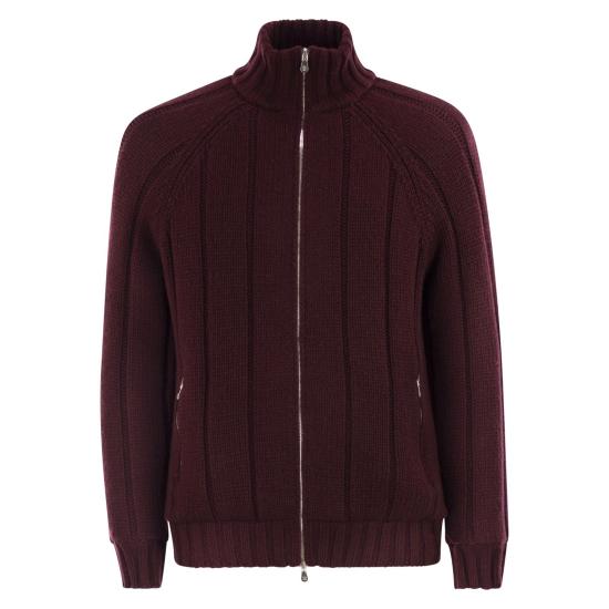 25FW 브루넬로 쿠치넬리 하이 칼라 집업 스웨터 MA2301206 BORDEAUX