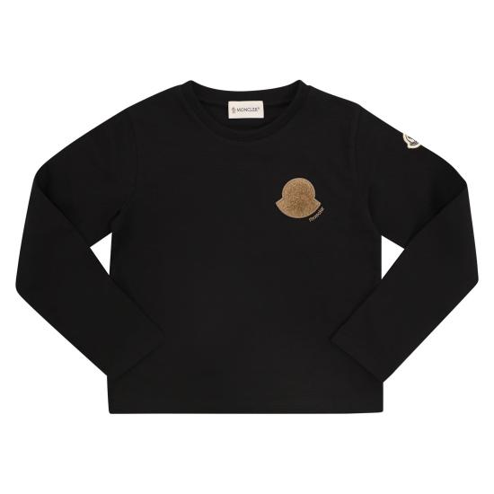 25FW [키즈] 몽클레어 ENFANT 앙팡 테리 로고 패치 스웨트셔츠 K29548D00005 BLACK