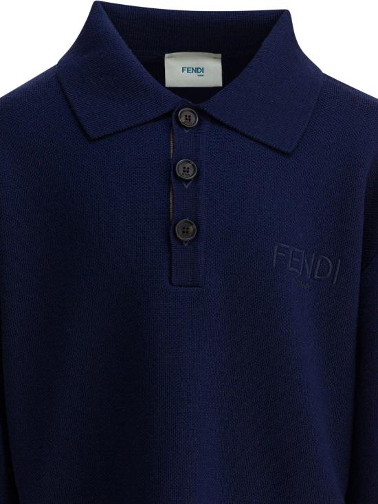 25FW [키즈] 펜디 폴로 셔츠 JMG128AUKUF1I11 Blue - FENDI
