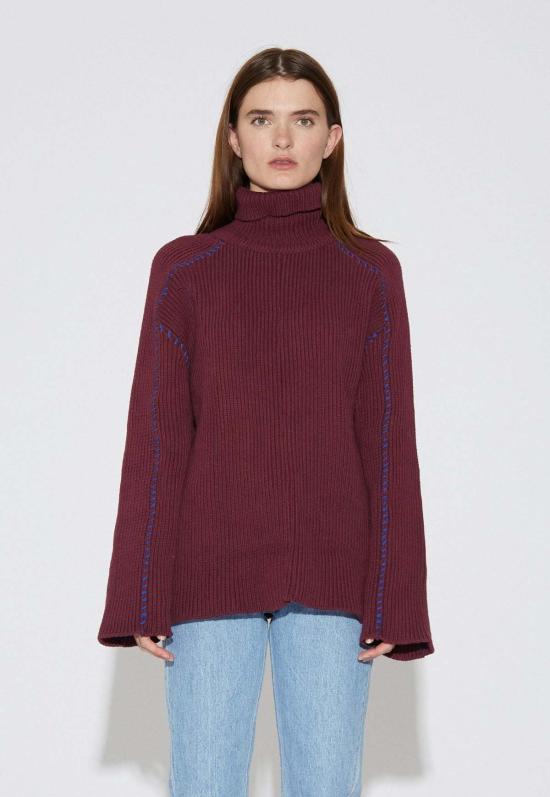  Arthur 터틀넥 아서 오버사이즈 스티치 스웨터 마룬