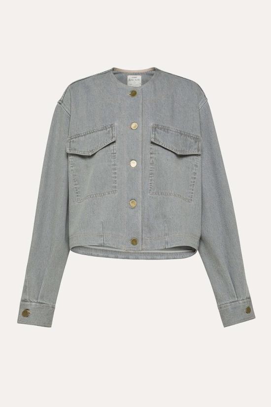  포르테포르테 긴팔 티셔츠 포르테 포르테 그레이 데님 오버셔츠 스톤