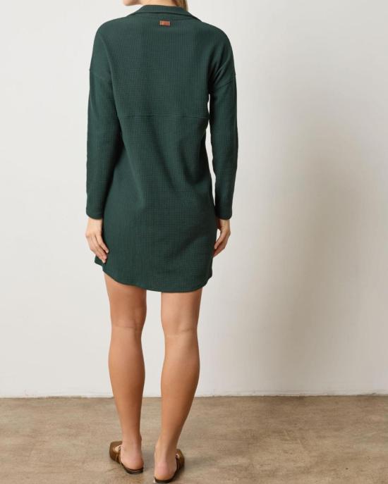  릴라 피 숏 원피스 릴라 P. 스플릿 넥 칼라 드레스 스프루스 - LILLA P