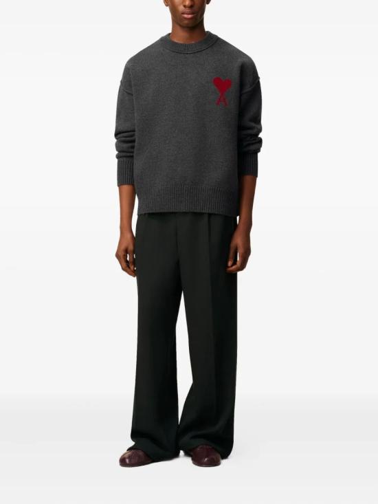 25FW 아미 스웨터 UKS838018 084 GRIS CHINE ROUGE