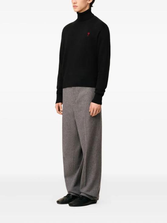 25FW 아미 스몰 하트 로고 메리노 울 니트 터틀넥  HKS827001 009 NOIR ROUGE - AMI