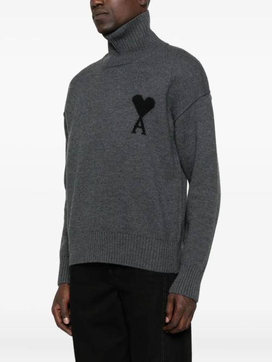 25FW 아미 ADC 터틀넥 스웨터 UKS839018 0504 GRIS CHINE NOIR - AMI