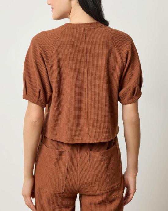  릴라 피 블라우스 릴라 P. 플리티드 슬리브 탑 프랄린 - LILLA P