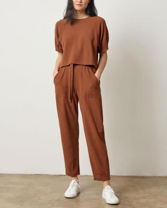  릴라 피 블라우스 릴라 P. 플리티드 슬리브 탑 프랄린 - LILLA P