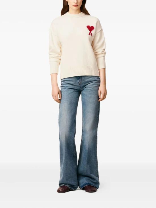 25FW 아미 빅 하트 울 크루넥 스웨터 UKS838018 154 ECRU ROUGE