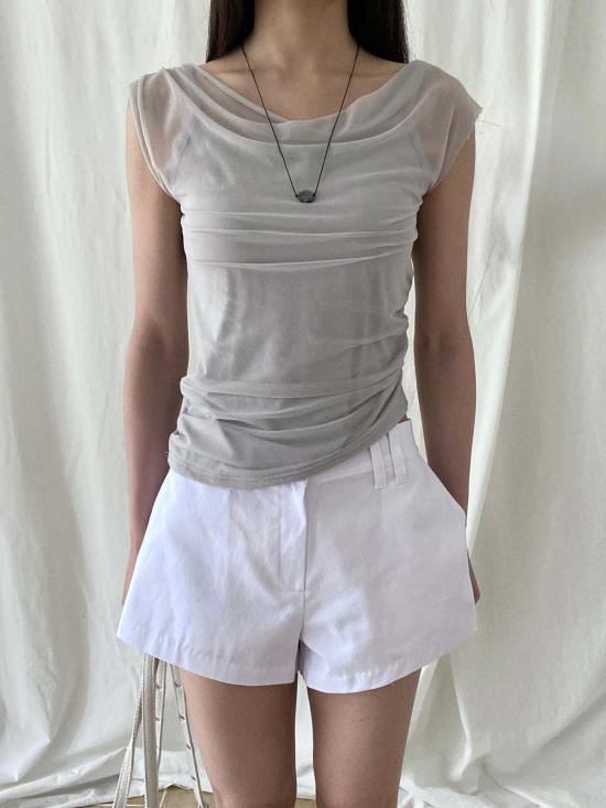  더 엔케이씨 스토어 블라우스 Nkc 스토어 비대칭 메시 탑