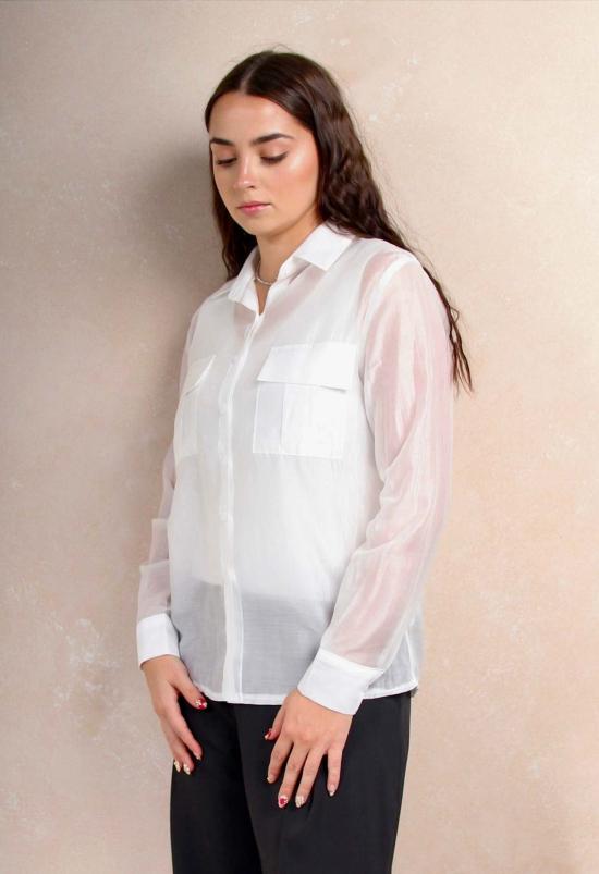  더 엔케이씨 스토어 민소매 티셔츠 Nkc 스토어 화이트 시스루 버튼업 셔츠 - The NKC Store