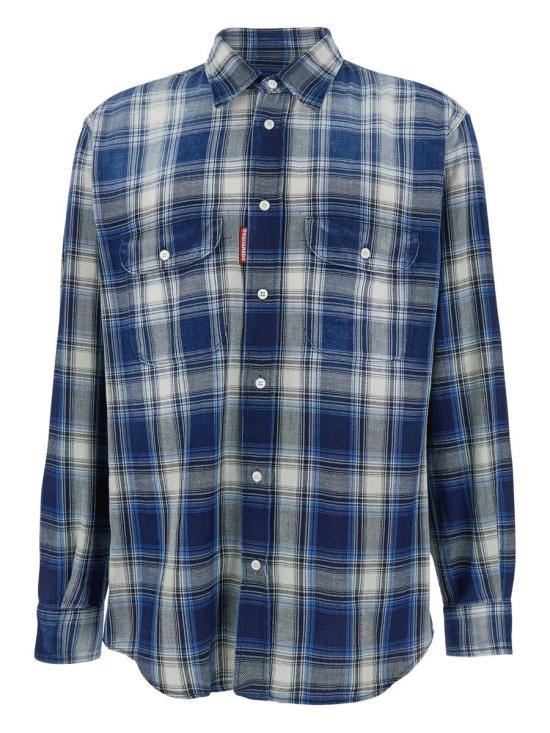 25FW 디스퀘어드2 긴팔 셔츠 S74DM0958 D35206 001F INDIGO CHECK MULTICOLOUR