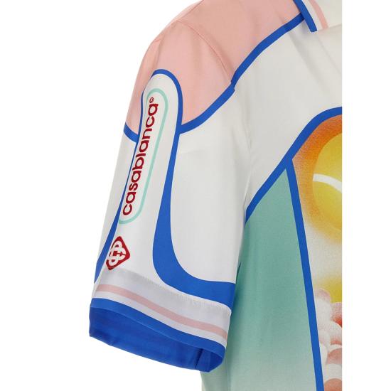 25FW 카사블랑카 반팔 셔츠 SH 003 03 WHITE BLUE - CASABLANCA