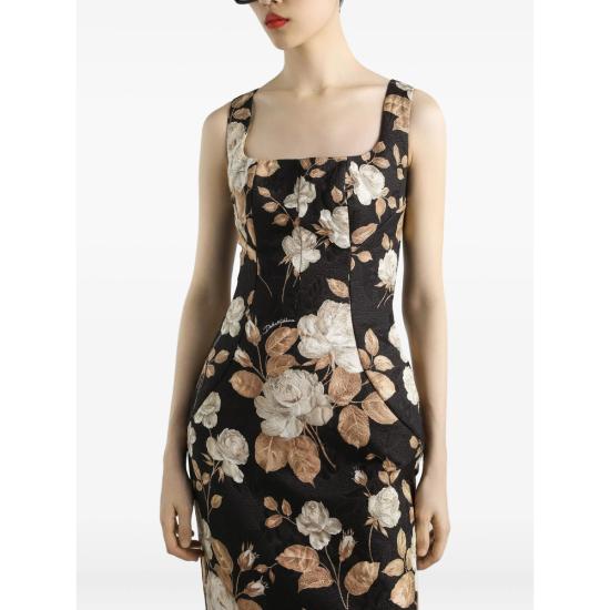 25FW 돌체앤가바나 롱 원피스 F6TVTT FSTBR HN5QQ BLACK - DOLCE & GABBANA