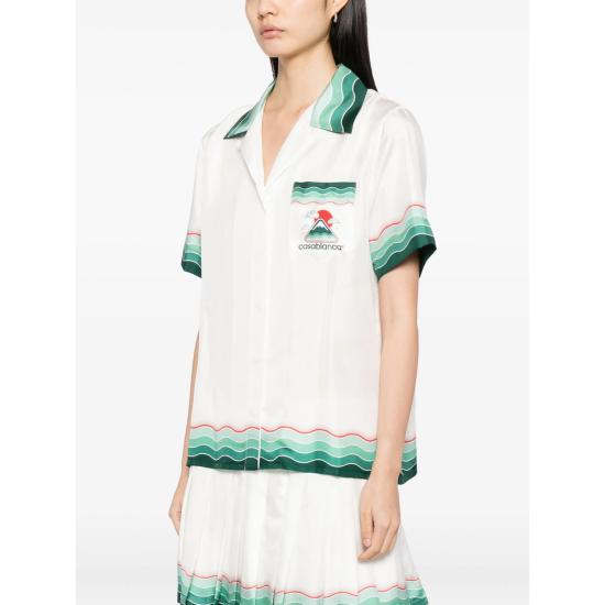 25FW 카사블랑카 셔츠 SH 200 05 WHITE GREEN - CASABLANCA