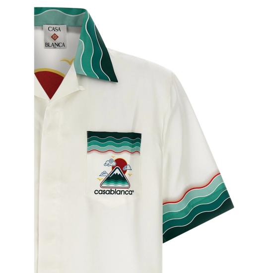 25FW 카사블랑카 반팔 셔츠 SH 003 05 WHITE GREEN - CASABLANCA