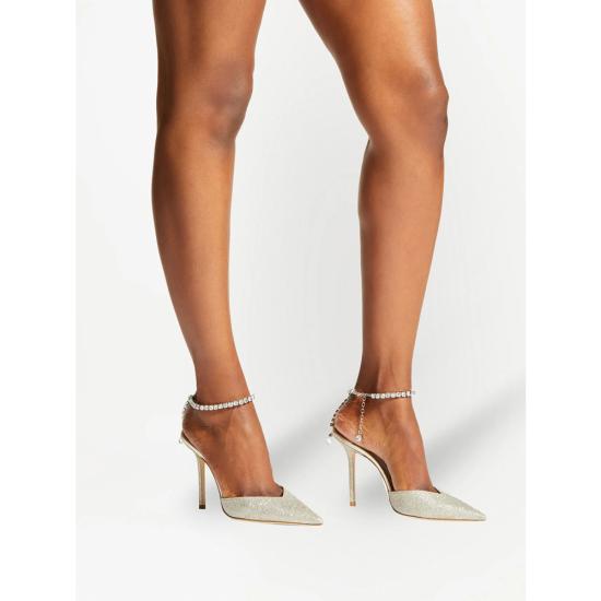 26SS 지미추 힐/펌프스 SAEDA 100 BBG PLICR WHITE - JIMMY CHOO