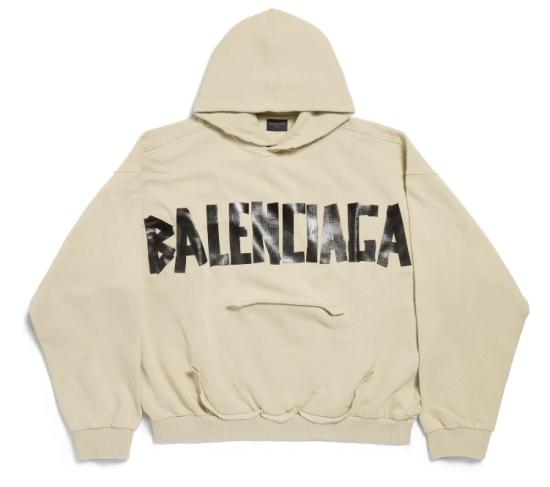 25FW 발렌시아가 테이프 포켓 후디 744441TSV86 9501 BEIGE