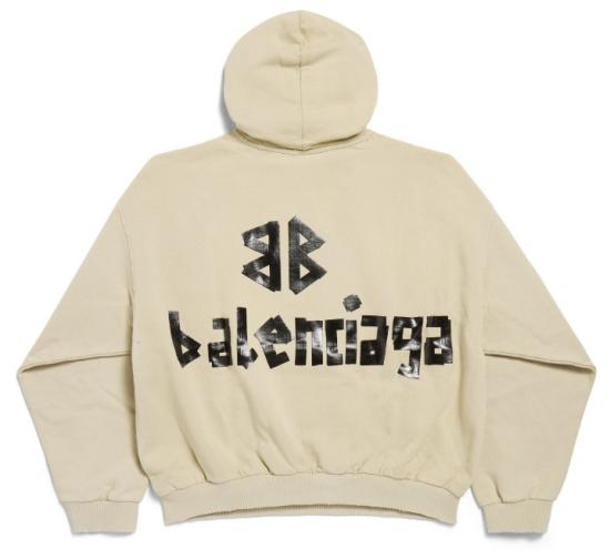 25FW 발렌시아가 테이프 포켓 후디 744441TSV86 9501 BEIGE - BALENCIAGA