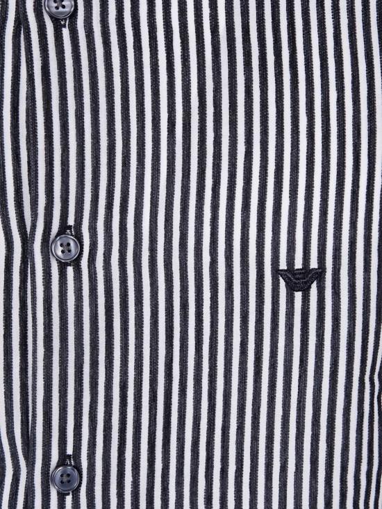 25FW 엠포리오 아르마니 긴팔 셔츠 EM003810 AF19840 MB378 NAVY BLUE OFF WHITE - EMPORIO ARMANI