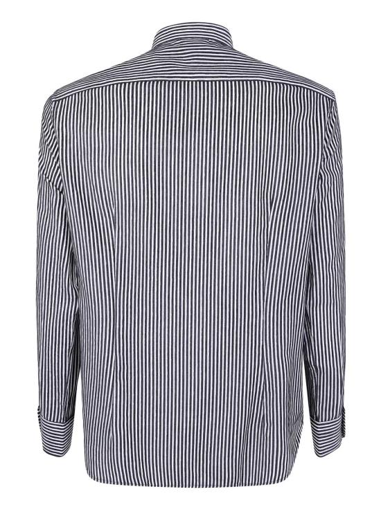 25FW 엠포리오 아르마니 긴팔 셔츠 EM003810 AF19840 MB378 NAVY BLUE OFF WHITE - EMPORIO ARMANI