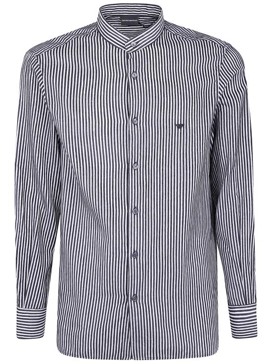 25FW 엠포리오 아르마니 긴팔 셔츠 EM003810 AF19840 MB378 NAVY BLUE OFF WHITE