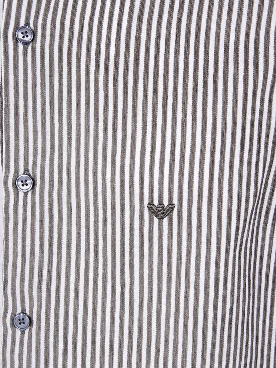 25FW 엠포리오 아르마니 긴팔 셔츠 EM003810 AF19840 MC358 BLACK INK OFF WHITE - EMPORIO ARMANI