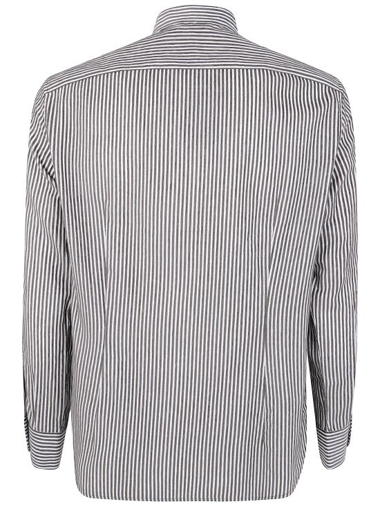 25FW 엠포리오 아르마니 긴팔 셔츠 EM003810 AF19840 MC358 BLACK INK OFF WHITE - EMPORIO ARMANI