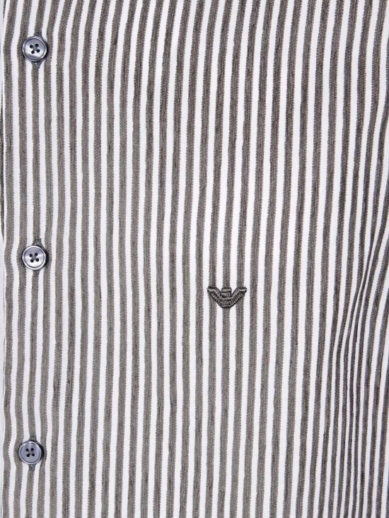 25FW 엠포리오 아르마니 긴팔 셔츠 EM003810 AF19840 MC358 BLACK INK OFF WHITE - EMPORIO ARMANI