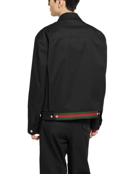 25FW 구찌 웹 디테일 코튼 트윌 자켓 827503 ZAQH51000 Black - GUCCI