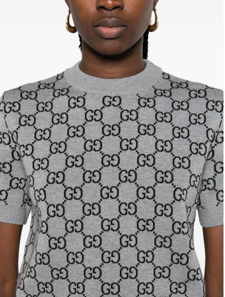 25FW 구찌 리버서블 GG 울 자카드 탑 798159 XKD8T1045 Smoke grey - GUCCI