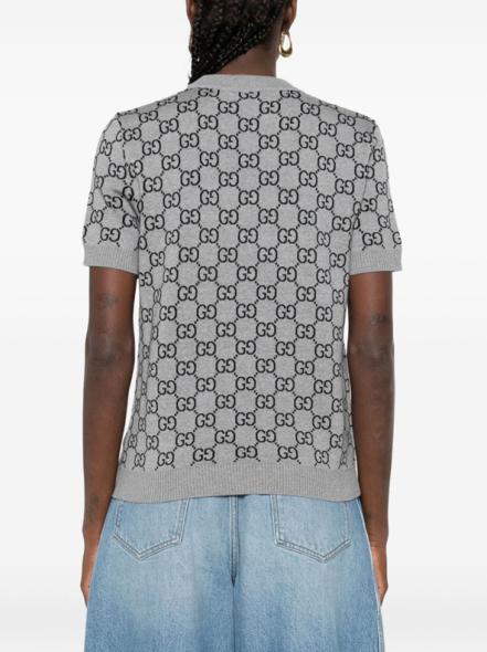 25FW 구찌 리버서블 GG 울 자카드 탑 798159 XKD8T1045 Smoke grey - GUCCI