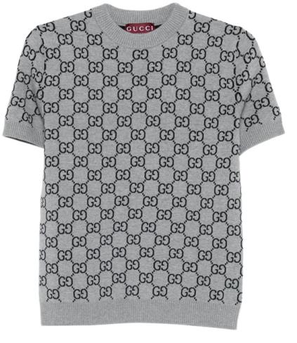 25FW 구찌 리버서블 GG 울 자카드 탑 798159 XKD8T1045 Smoke grey