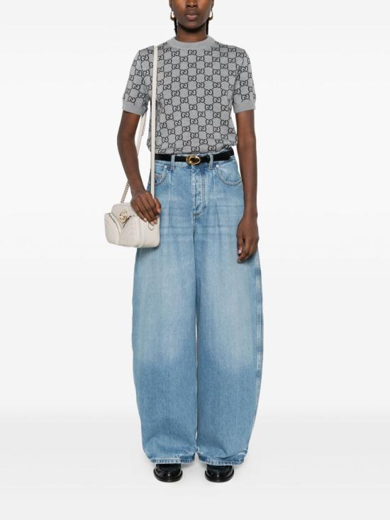 25FW 구찌 리버서블 GG 울 자카드 탑 798159 XKD8T1045 Smoke grey - GUCCI