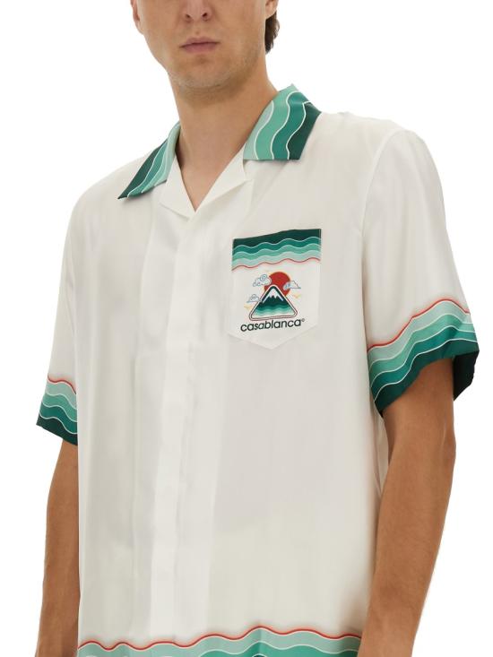 25FW 카사블랑카 반팔 셔츠 MPF25SH003 05MONTAGNEONDULEE GREEN - CASABLANCA