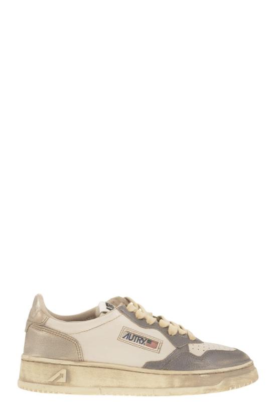 25FW 오트리 슈퍼 빈티지 메달리스트 로우 레더 스니커즈 AVLWMT09 WHITE GREY
