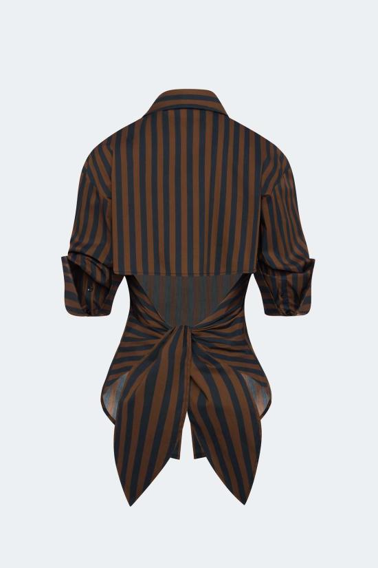  사이먼밀러 반팔 티셔츠 사이먼 밀러 로크 팝린 버튼업 셔츠 블랙/초코 브라운 스트라이프 - SIMONMILLER