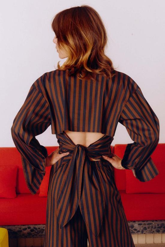  사이먼밀러 반팔 티셔츠 사이먼 밀러 로크 팝린 버튼업 셔츠 블랙/초코 브라운 스트라이프