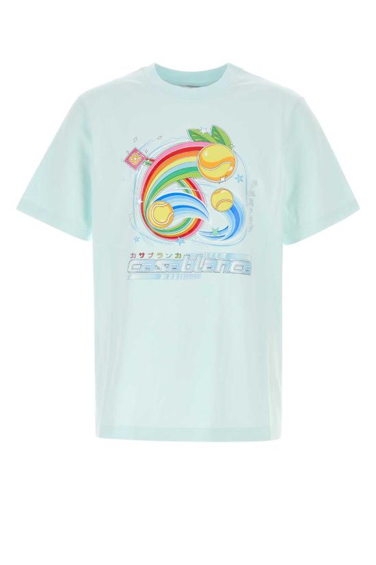 25FW 카사블랑카 반팔 티셔츠 MAW25JTS00107 MANTENBAL LIGHT BLUE