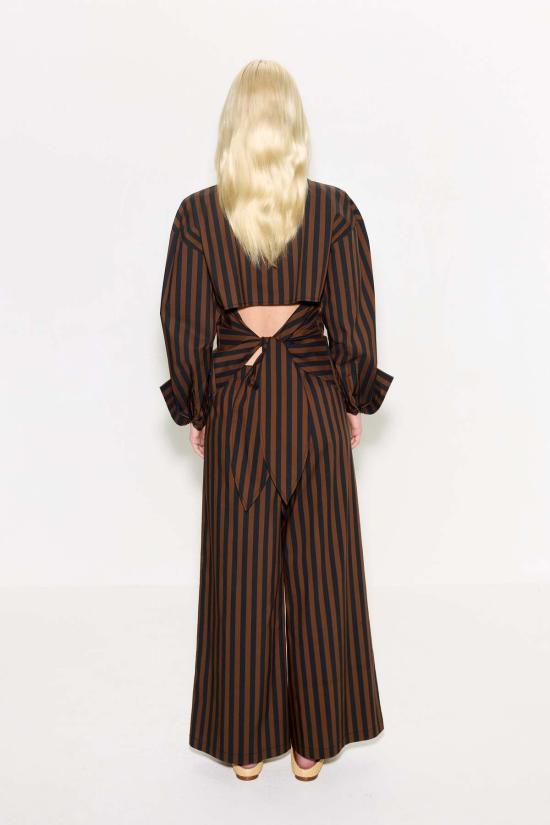  사이먼밀러 크롭 팬츠 사이먼 밀러 토니 팝린 팬츠 블랙/초코 브라운 스트라이프 - SIMONMILLER