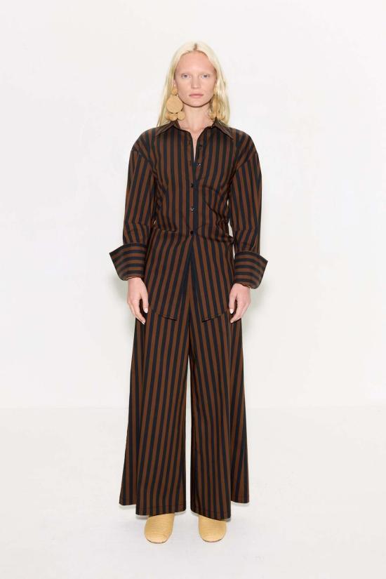  사이먼밀러 크롭 팬츠 사이먼 밀러 토니 팝린 팬츠 블랙/초코 브라운 스트라이프 - SIMONMILLER