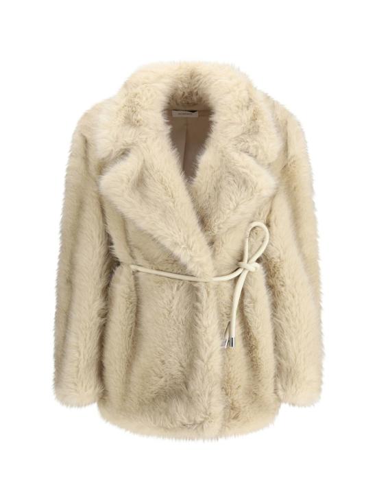 25FW 스포트막스 ROSARIA 로사리아 포 퍼 코트 Rosaria 로사리아 퍼 이펙트 벨티드 헤비 자켓 2522906012600 003 Beige