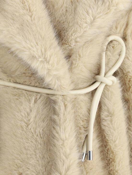 25FW 스포트막스 ROSARIA 로사리아 포 퍼 코트 Rosaria 로사리아 퍼 이펙트 벨티드 헤비 자켓 2522906012600 003 Beige - SPORTMAX