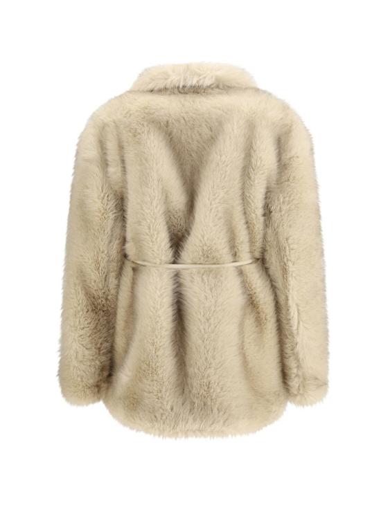 25FW 스포트막스 ROSARIA 로사리아 포 퍼 코트 Rosaria 로사리아 퍼 이펙트 벨티드 헤비 자켓 2522906012600 003 Beige - SPORTMAX