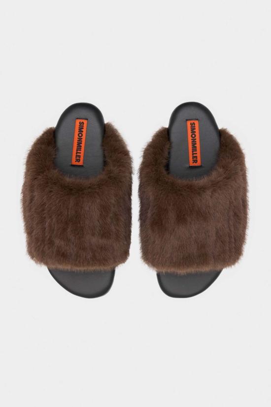  사이먼밀러 뮬/슬리퍼 사이먼 밀러 퍼리 버블 슬라이드 초콜릿 - SIMONMILLER