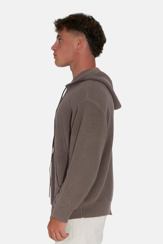  블루&크림 터틀넥 페리 리브드 후디 - BLUE&CREAM